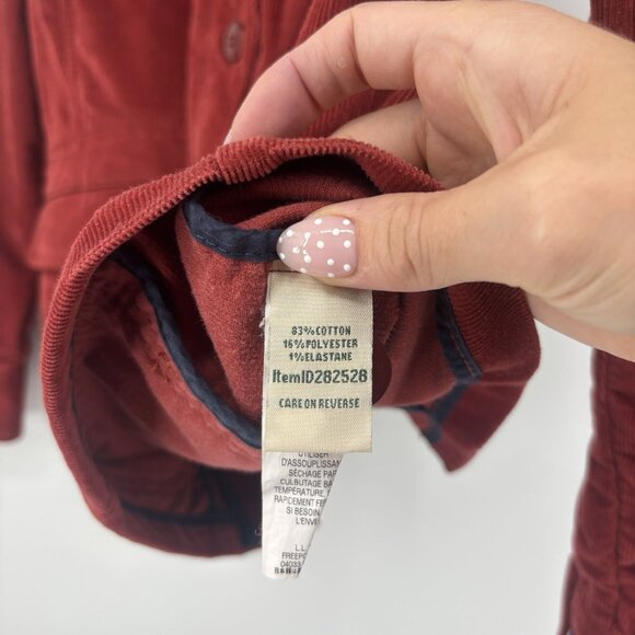 LL Bean Womens Corduroy Red Orange Jacket Button Front Size Medium Western Fall - Picture 7 of 12
